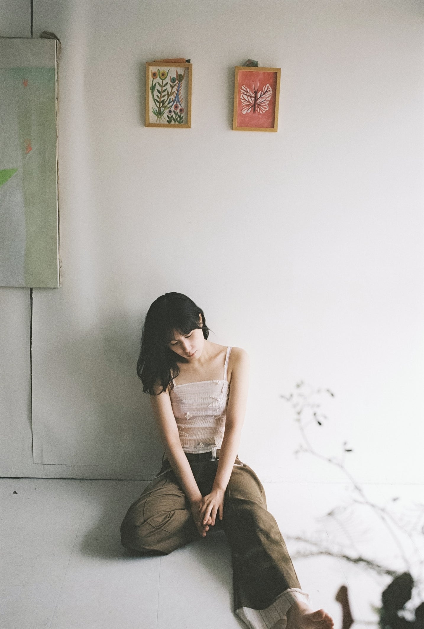 AZUR - Plissé Sheer Silk Appliqué Tube Top - Undyed (white)