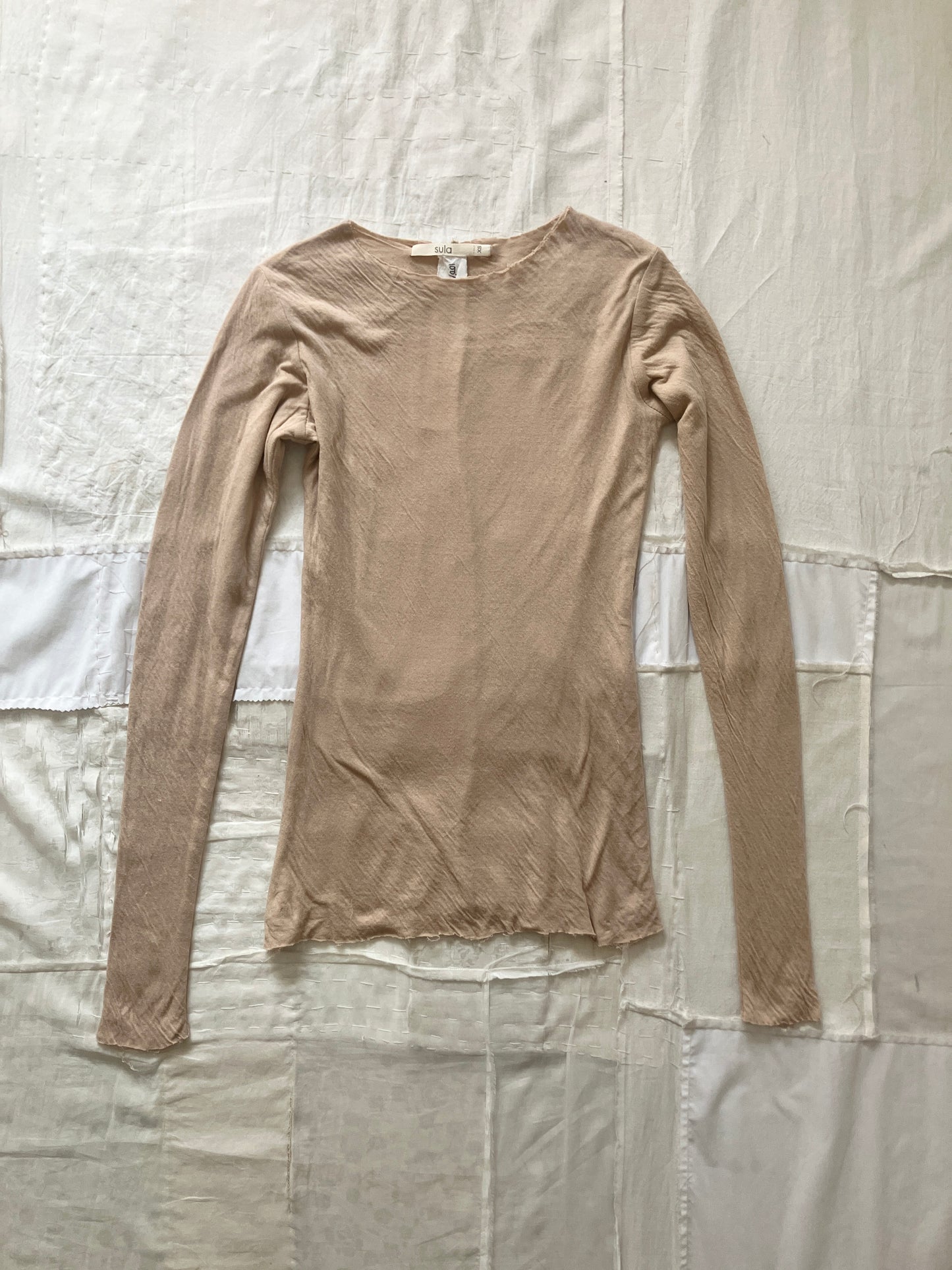 sula - long sleeve tee - cotton jersey - beige