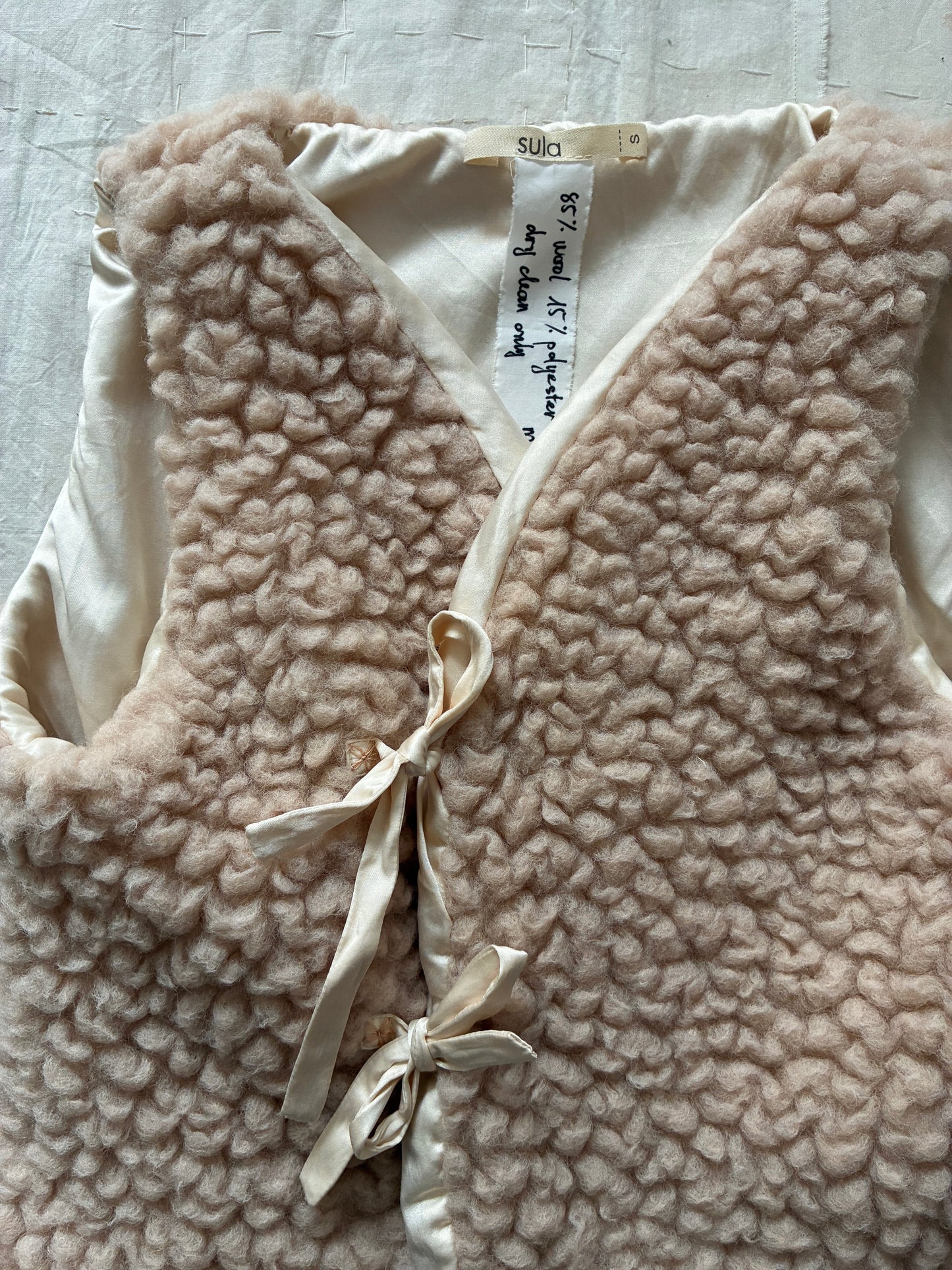 sula - wrap tie vest - big fluffy - crystal grey