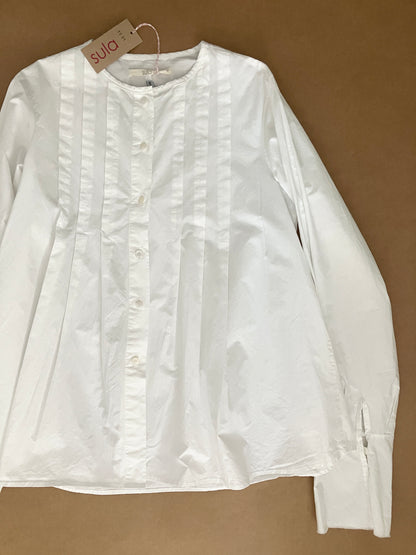 sula - pleat shirt kilberry cotton - white