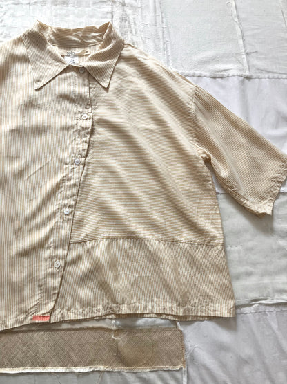 sula - clean patch shirt - gold & cream stripy turchi