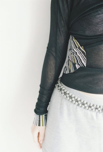 garbage core - ASYMMETRIC KNITTED TEE