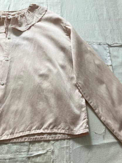 sula - pucked collar blouse - silk cotton satin - silver peony