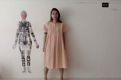 sula - dolls dress - cotton - tiny orange check