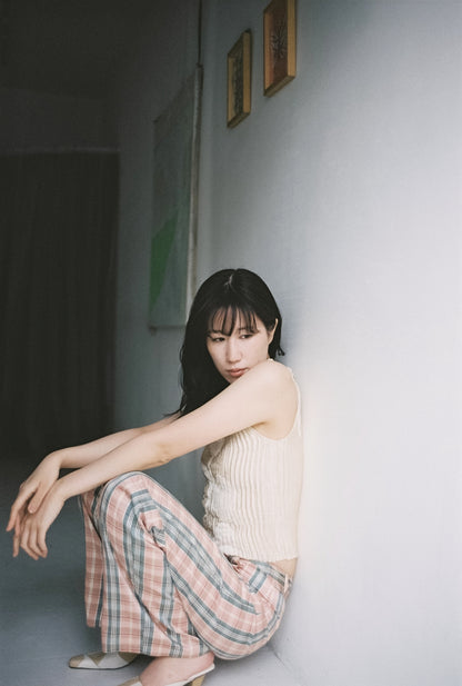 AZUR - Plissé Satin Silk Appliqué Tank Top - Off white + White