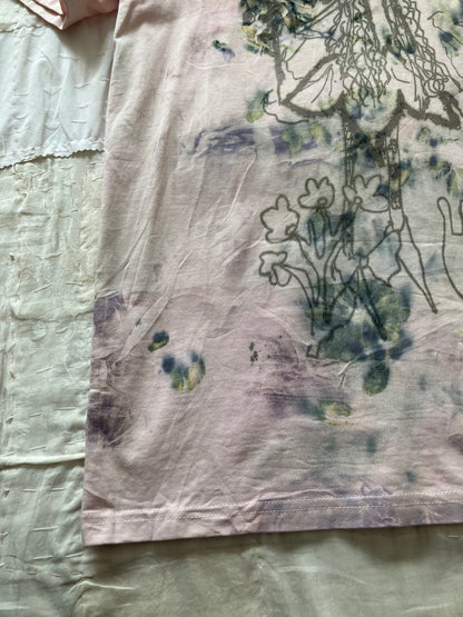 EIRINN HAYHOW - FOREST FAIRIE WITH SNAIL AND SUN TSHIRT 2 with bio flower patch