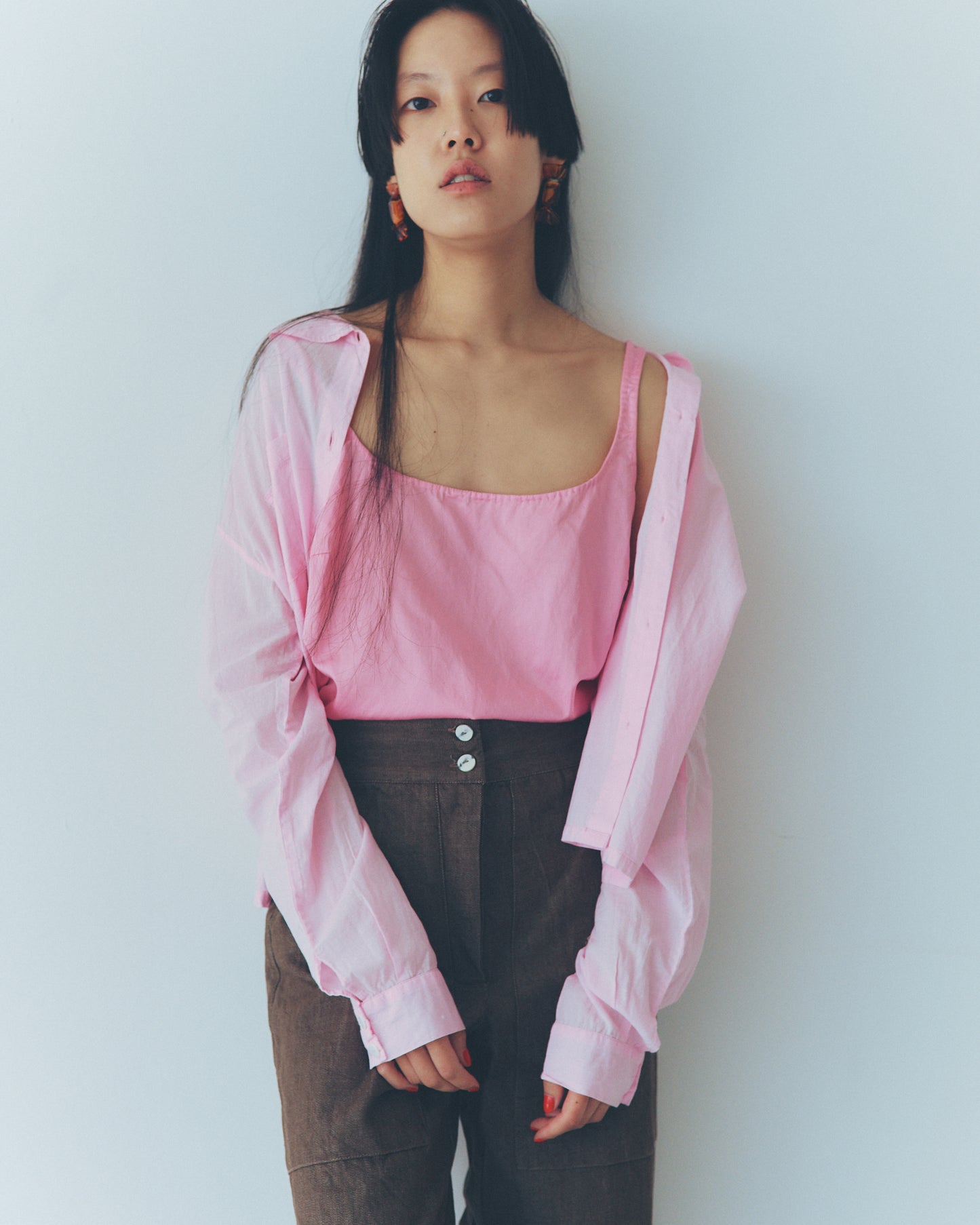 sula - round collar shirt - cambric - pink