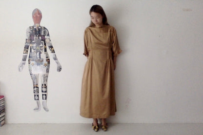 sula - doris dress - silk cotton satin - curry