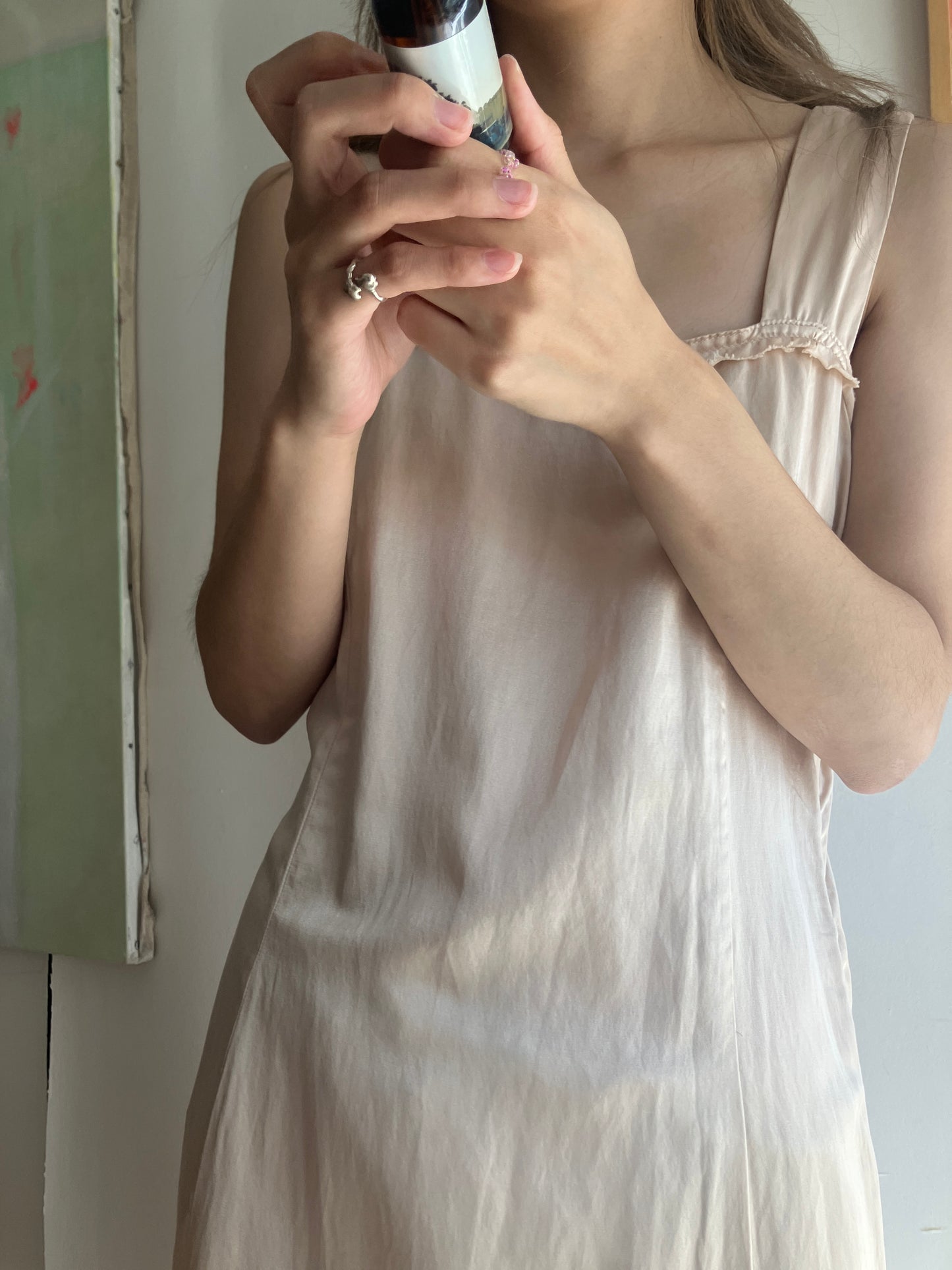 sula - wide strap dress - silver peony