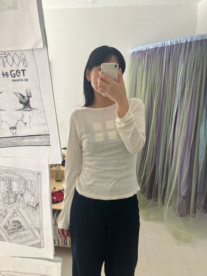 AZUR - Raw Silk Long Sleeve Tee + Offcuts - Undyed (light beige)