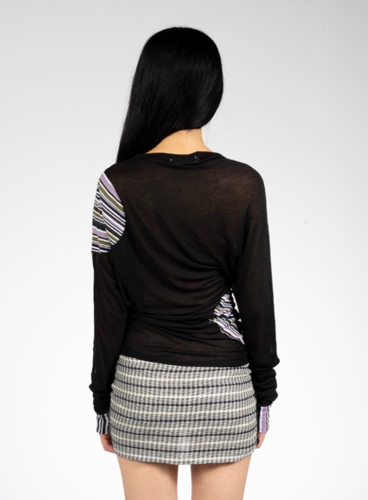 garbage core - ASYMMETRIC KNITTED TEE