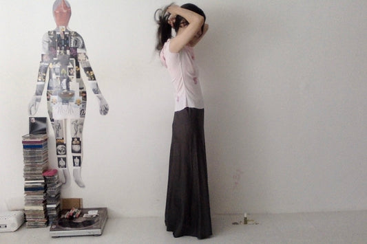 sula - bias cut long skirt - gunmetal