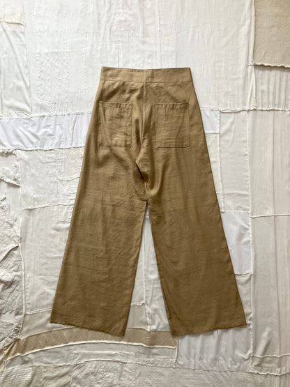 sula - flare pants french linen - ochre