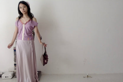 sula - bias cut skirt long - mauve