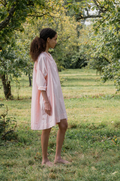 sula - gathered dress - tiny orange check