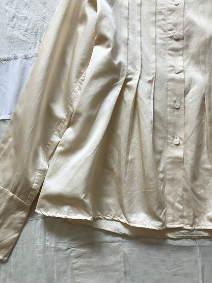 sula - pleat shirt silk cotton satin - eggnog