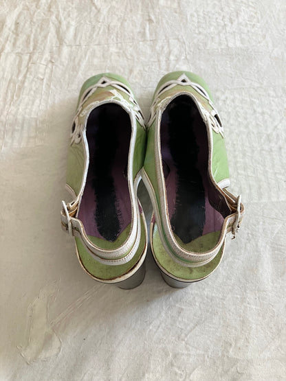Kei Yamada - green shoots vintage square chunky heel
