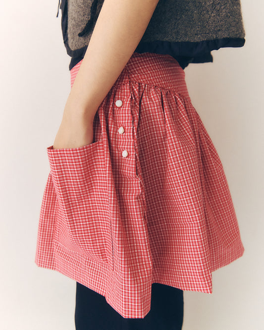 everyone's mother - mini garden skirt - tomato check