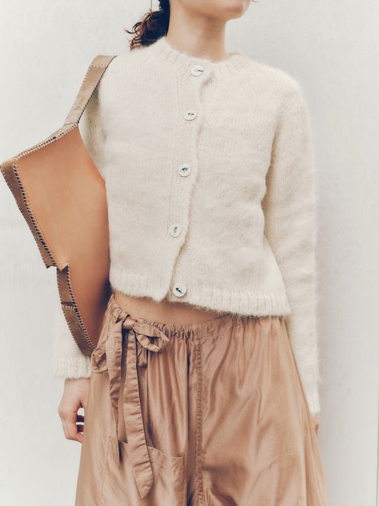 sula - fluffy alpaca nickel cardi - cream