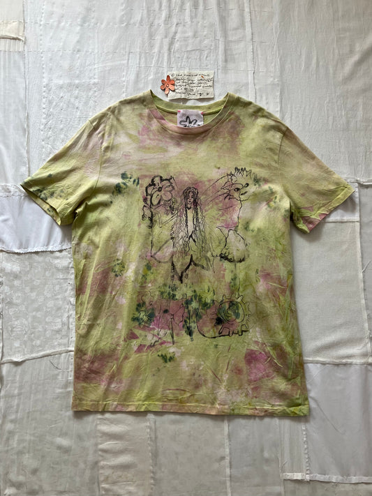 EIRINN HAYHOW - FOREST FAIRIE WITH SNAIL AND SUN TSHIRT 3 with bio flower patch