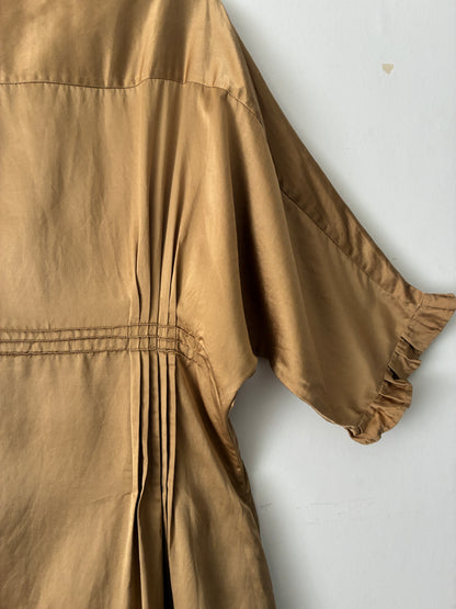 sula - doris dress - silk cotton satin - curry