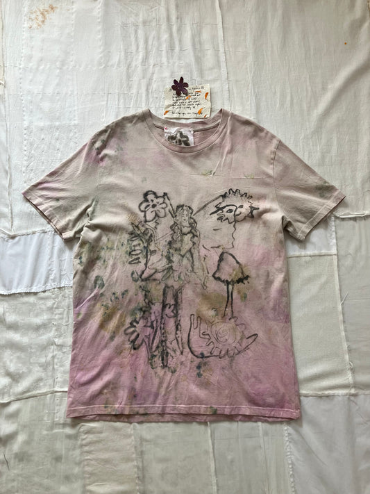EIRINN HAYHOW - FOREST FAIRIE WITH SNAIL AND SUN TSHIRT 4 with bio flower patch