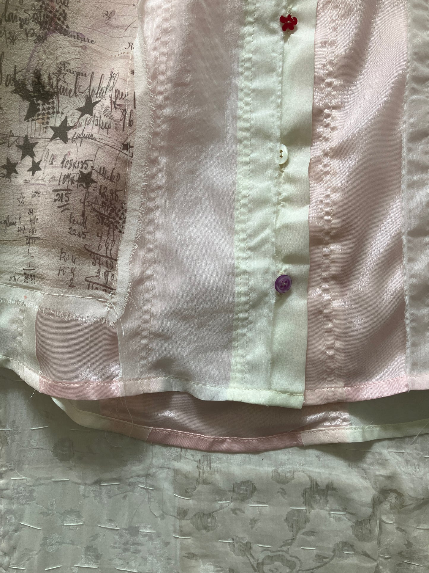 garbage core - SEMISHEER PATCHWORK SHIRT