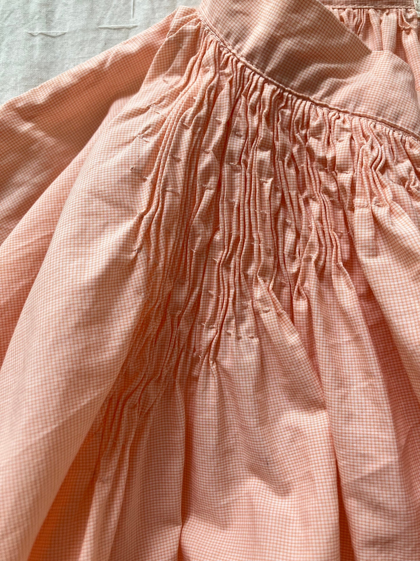 sula - gathered dress - tiny orange check