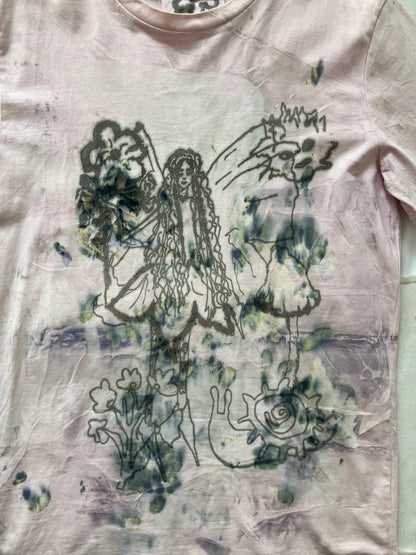 EIRINN HAYHOW - FOREST FAIRIE WITH SNAIL AND SUN TSHIRT 2 with bio flower patch