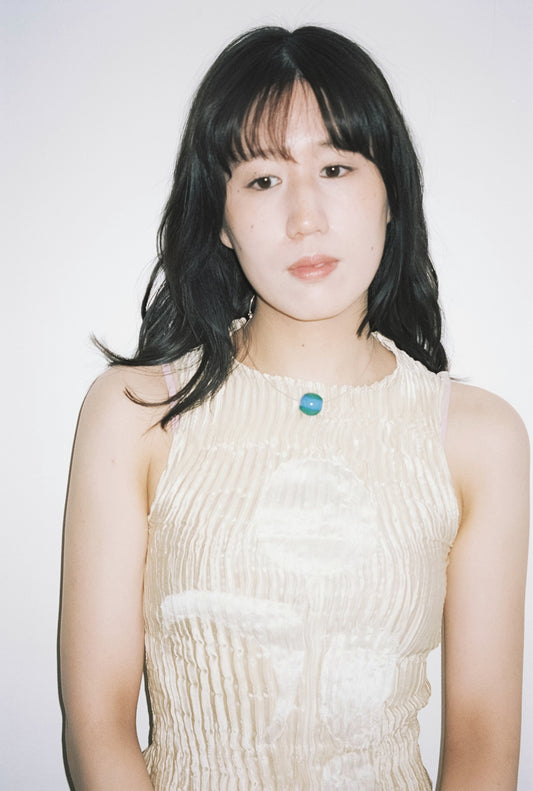 AZUR - Plissé Satin Silk Appliqué Tank Top - Off white + White