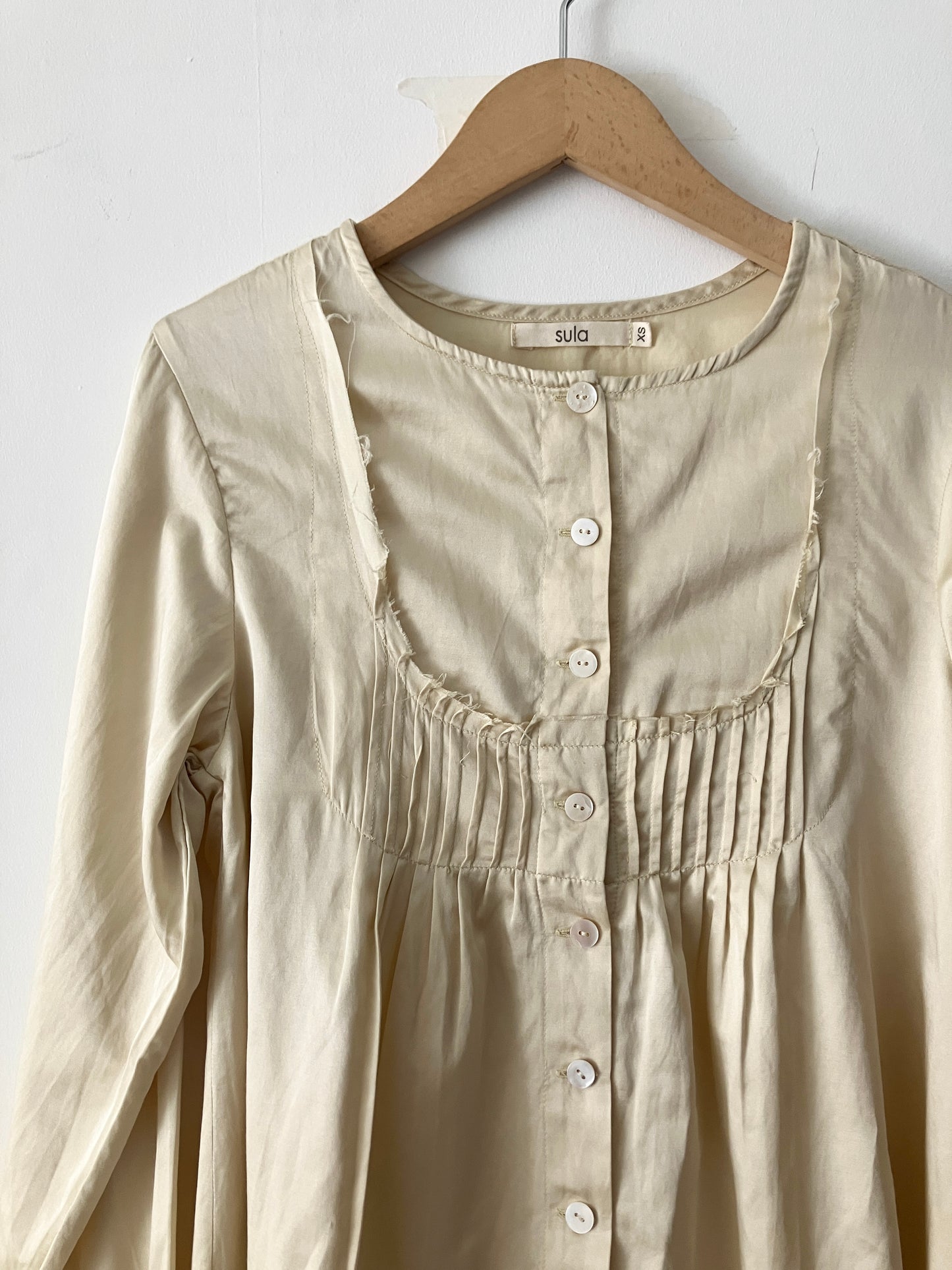 sula - new washed shirt - silk cotton satin - oyster white