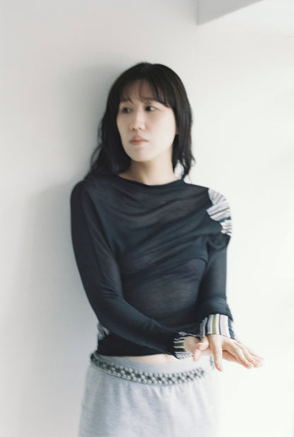 garbage core - ASYMMETRIC KNITTED TEE