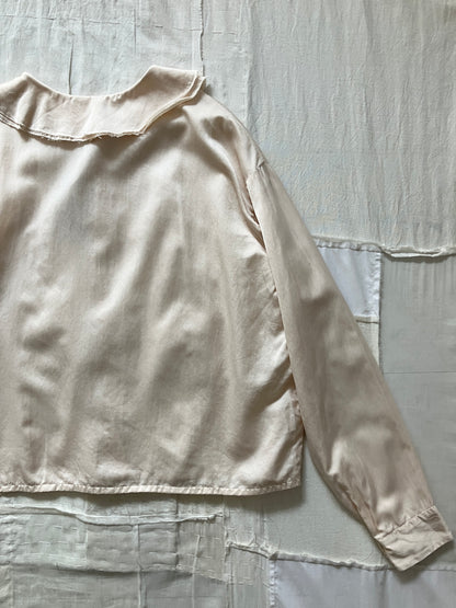 sula - pucked collar blouse - silk cotton satin - egg nog