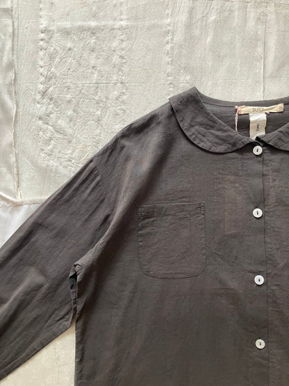 sula - round collar blouse - cotton voile - beluga