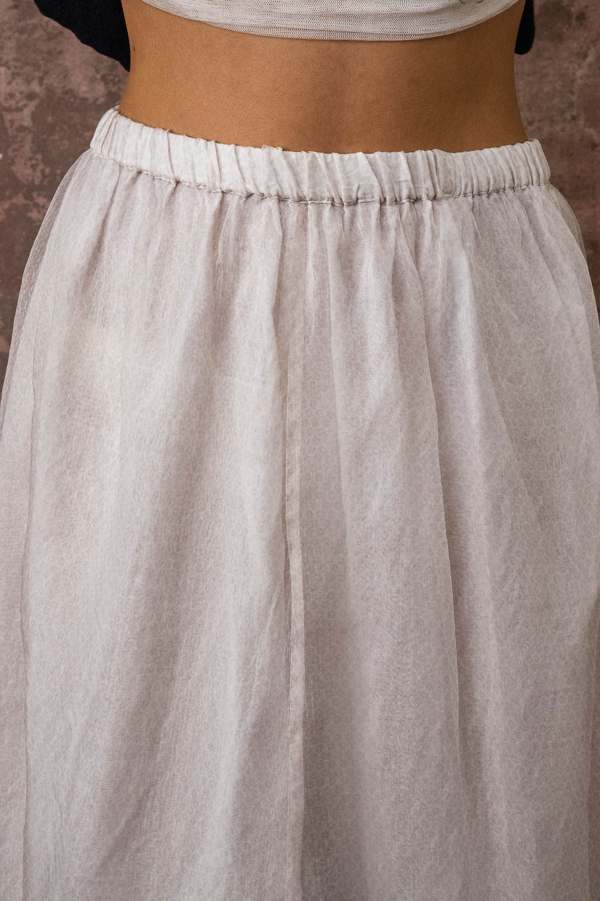 sula - elastic top skirt - silk organza print