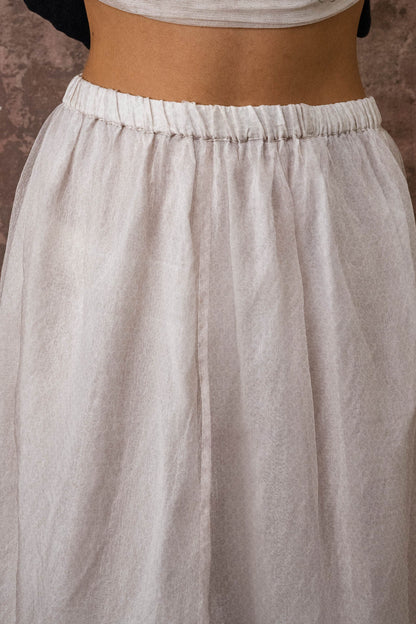sula - elastic top skirt - silk organza print
