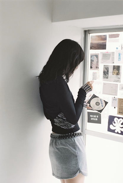 garbage core - ASYMMETRIC KNITTED TEE