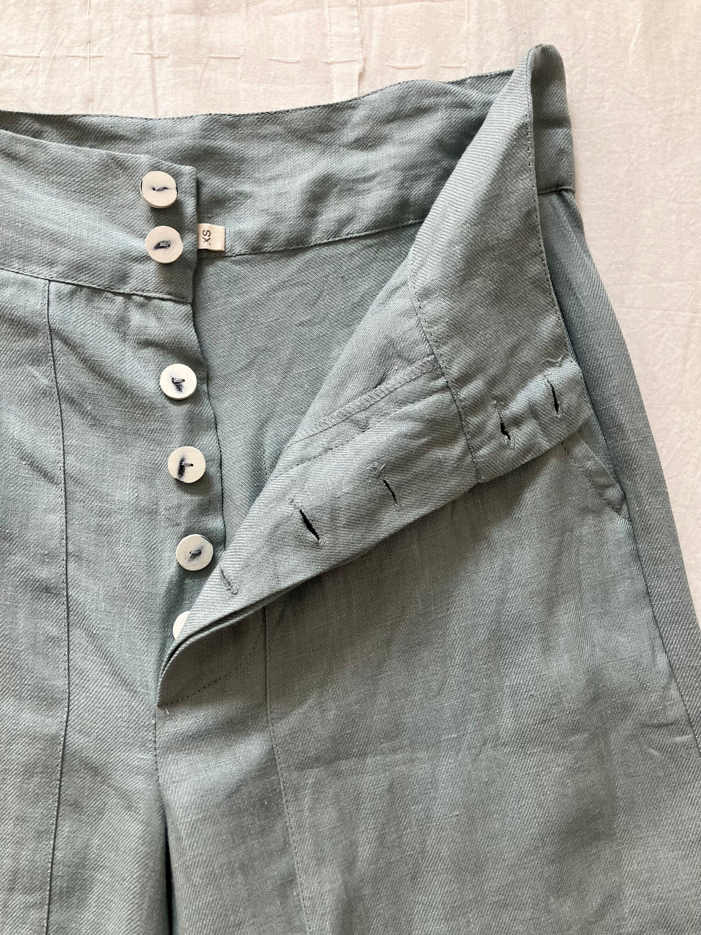 sula - flare pants linen twil - pearl blue
