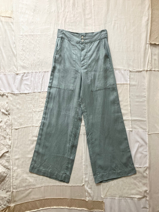 sula - flare pants linen twil - pearl blue