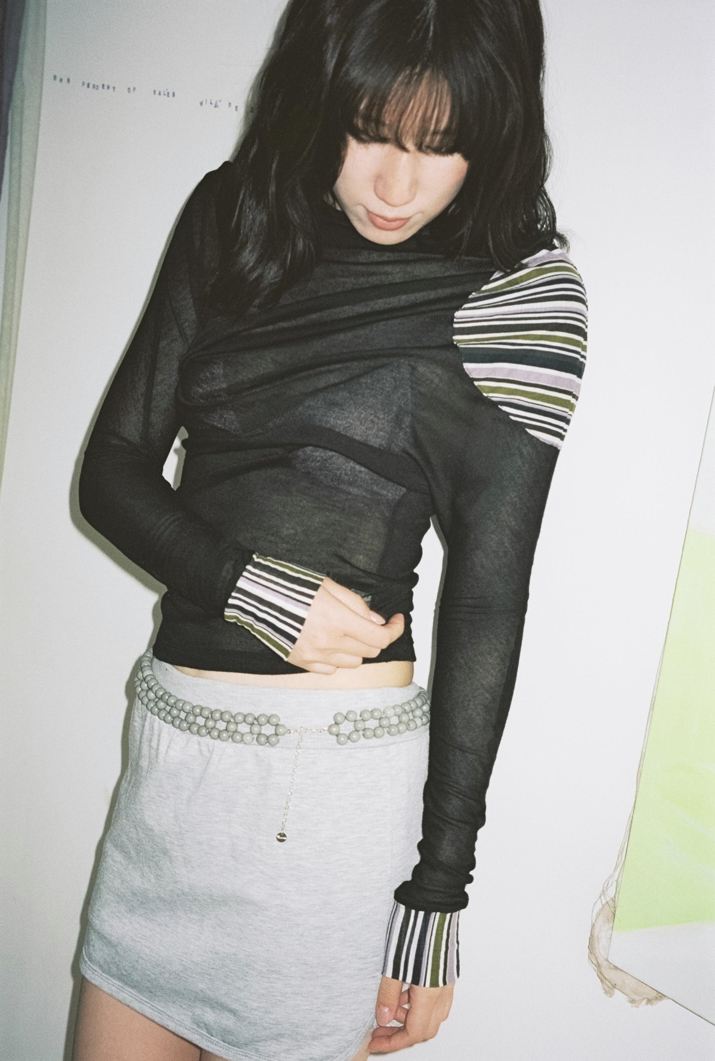 garbage core - ASYMMETRIC KNITTED TEE