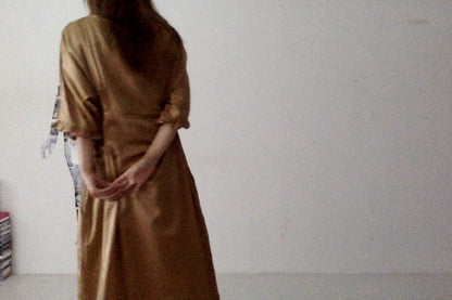 sula - doris dress - silk cotton satin - curry