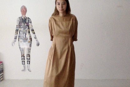 sula - doris dress - silk cotton satin - curry