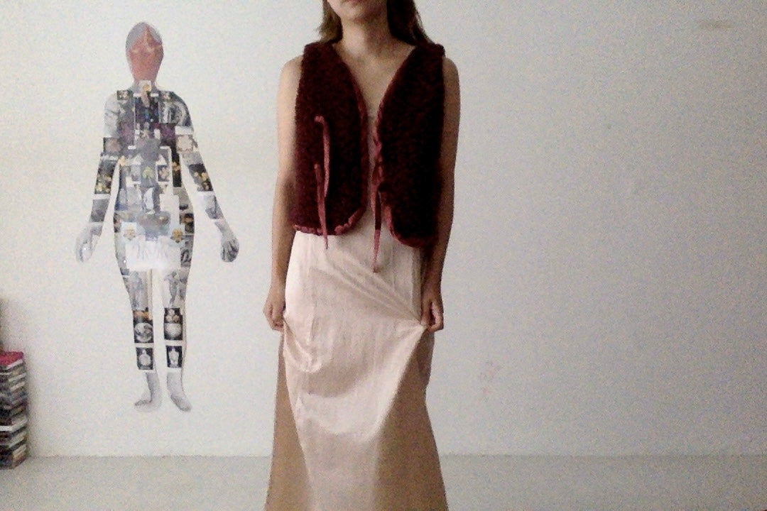 sula - wrap tie vest - big fluffy - conker red