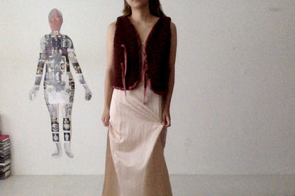 sula - wrap tie vest - big fluffy - conker red