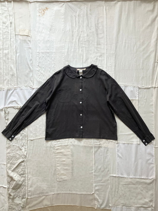 sula - round collar blouse - cotton voile - beluga
