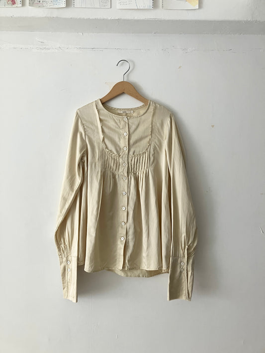 sula - new washed shirt - silk cotton satin - oyster white
