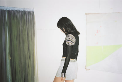 garbage core - ASYMMETRIC KNITTED TEE