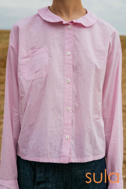 sula - round collar shirt - cambric - pink