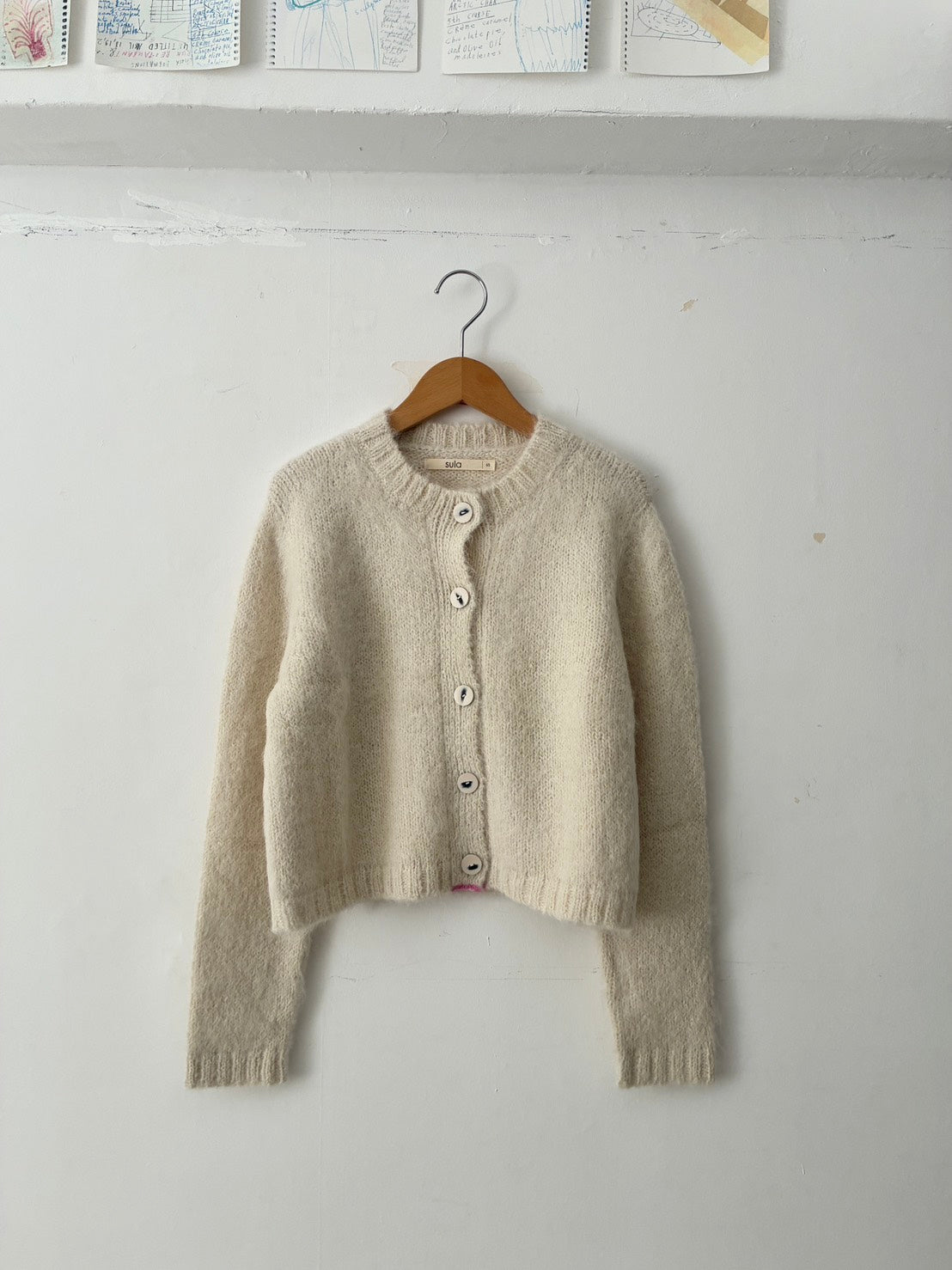 sula - nickel cardi fluffy alpaca - cream
