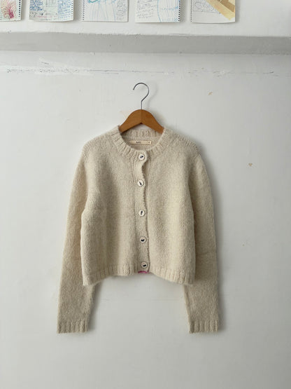 sula - nickel cardi fluffy alpaca - cream